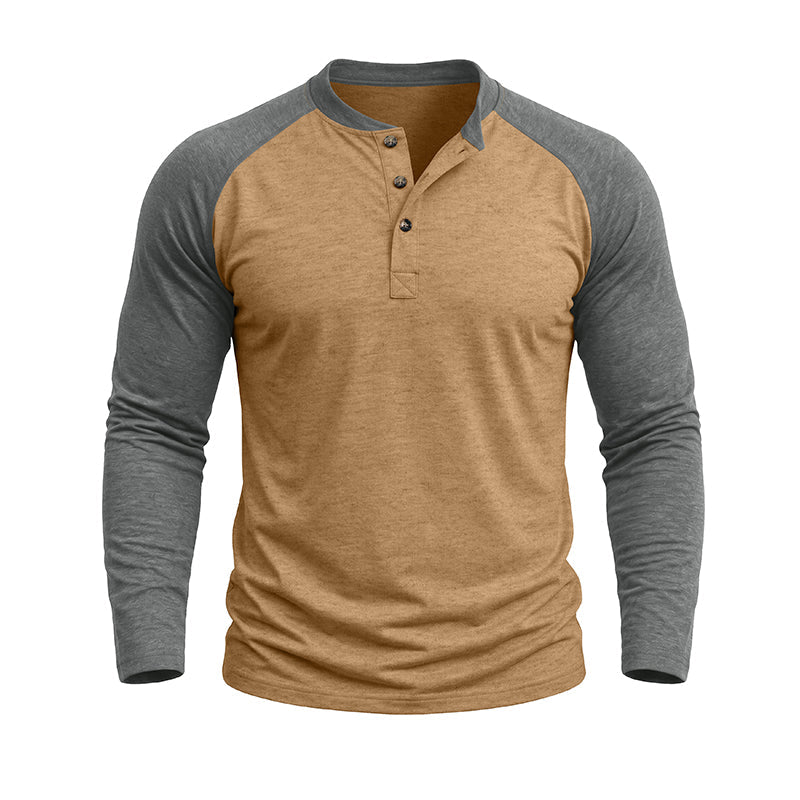 Michael Colour Block Henley Long Sleeve Shirt