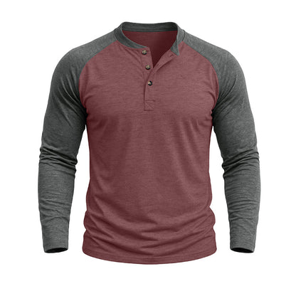 Michael Colour Block Henley Long Sleeve Shirt