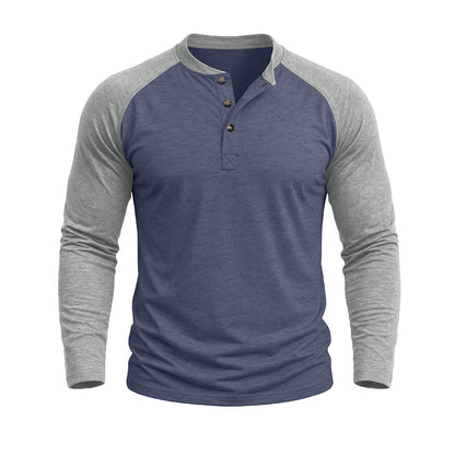 Michael Colour Block Henley Long Sleeve Shirt