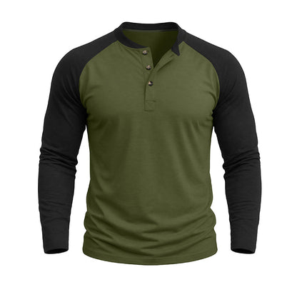 Michael Colour Block Henley Long Sleeve Shirt