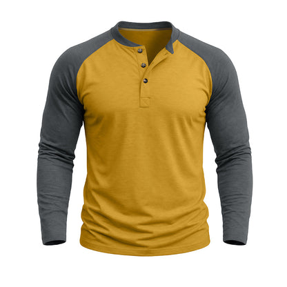 Michael Colour Block Henley Long Sleeve Shirt