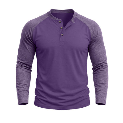 Michael Colour Block Henley Long Sleeve Shirt