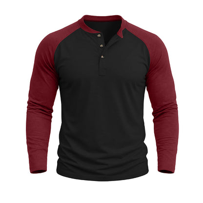Michael Colour Block Henley Long Sleeve Shirt