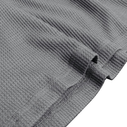 Waffle Knit Henley Long Sleeve Shirt
