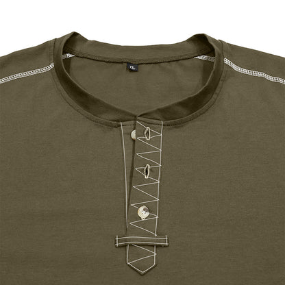 Men’s casual long sleeve Henley shirt with three-button placket